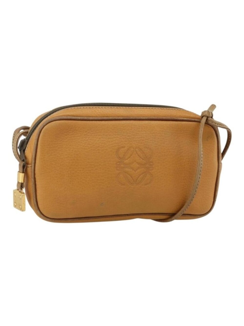 Authentic LOEWE Shoulder Bag Leather Beige Gold